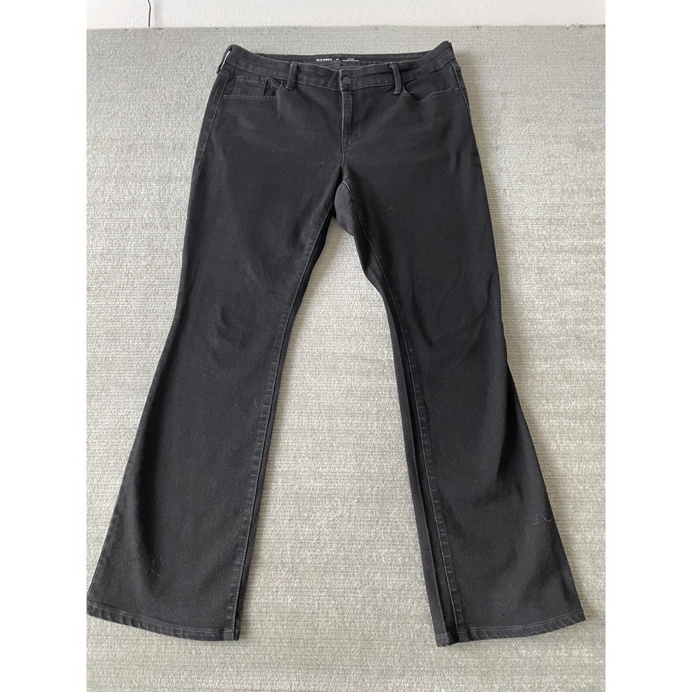 Old Navy‎ Jeans Women 14 Black Mid Rise Kicker Boot Cut Classic Capsule Casual